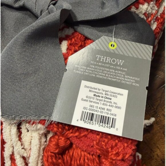 NEW Target Threshold Knit Fringed Throw Blanket 50x60” | Holiday Red White Plaid - Picture 3 of 6